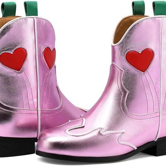 Girls Cowboy Boots Mid-Calf Western Cowgirl Riding Shoes Kids Pull-On - Picture 6 of 6